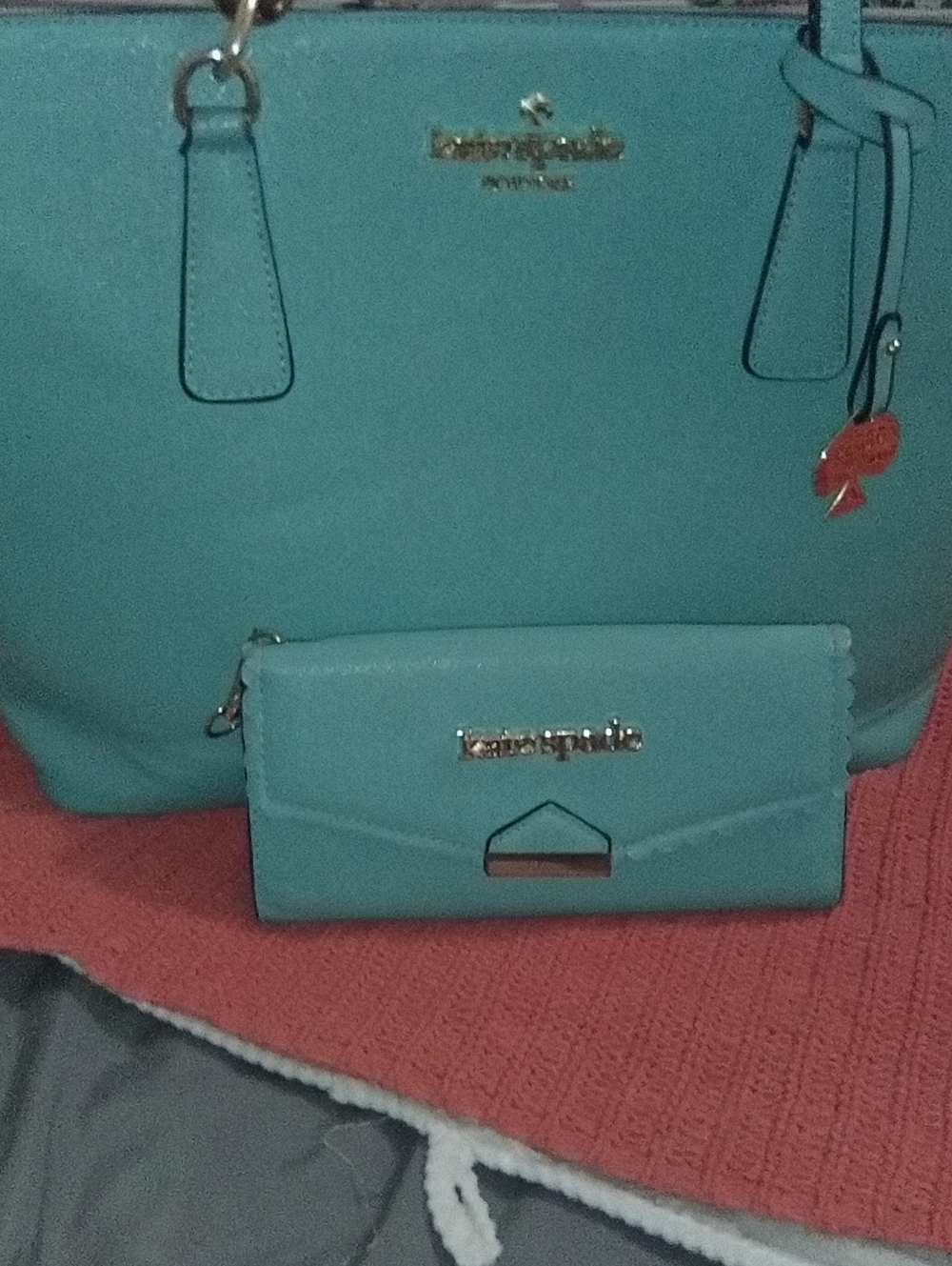 kate spade Teal Tote with Matching Wallet